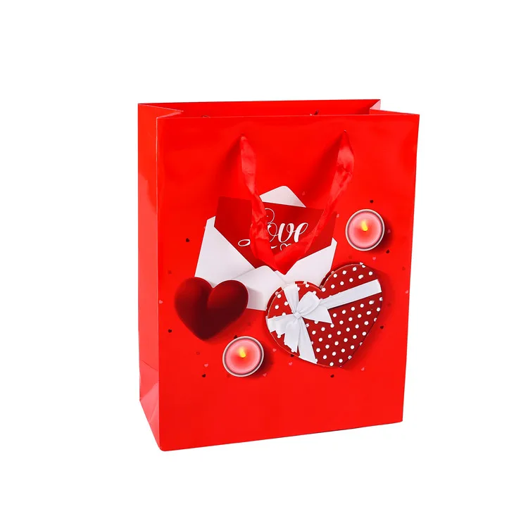 2019 Custom Hot Sale Eco Friendly Gift Bags Red Small Gift Bags With Handles