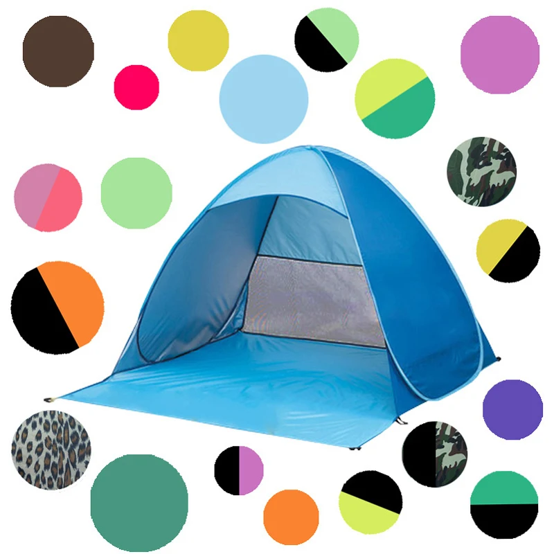 

Camping Foldable Tent For 2-3 People Waterproof Automatic Instant Pop Up Beach Shelter With Sun Shade For Hot Summer, Green,red ,yellow ,blue or customlized color