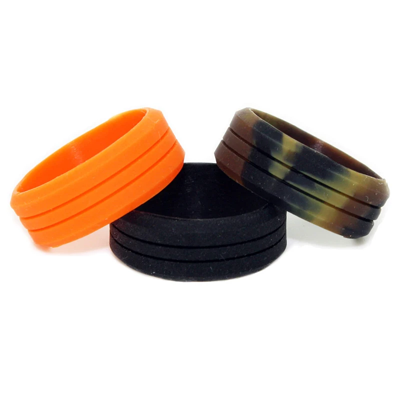 

Double-Debossed Two Lines Beveled Rings Fashion Durable Athletic Rubber Wedding Band Silicone Wedding Ring for Active Athletes, Customized