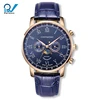 sophisticated moon phase watch custom brand 316L stainless steel italian leather strap 5ATM water resistant