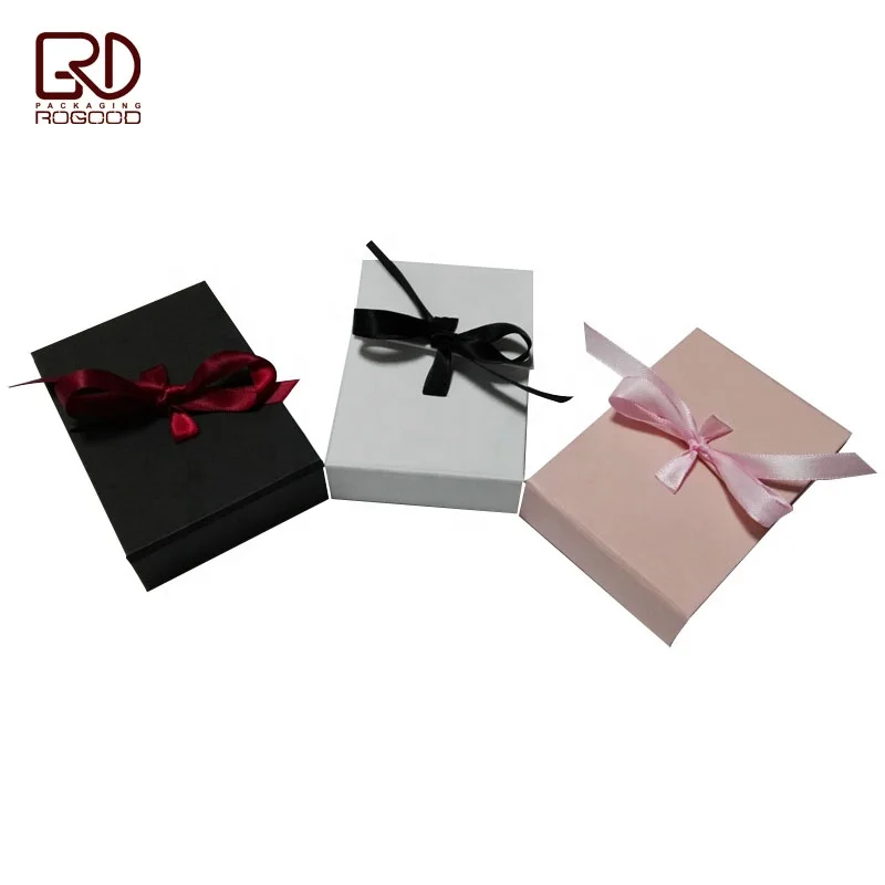 

Cardboard book style gift box with ribbon tie on top for pendant necklace jewelry RGD-P1195