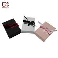 

Cardboard book style gift box with ribbon tie on top for pendant necklace jewelry RGD-P1195