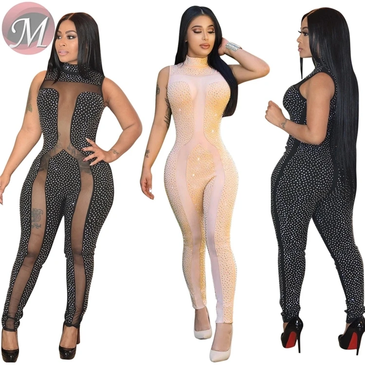 

9032527 pink mesh transparent halter backless 2 piece womens club outfits
