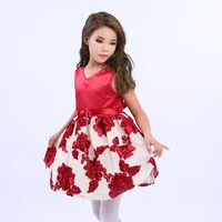 

Wholesale Alibaba New Design Kids Chiffon Printed V-Neck Girls Dress