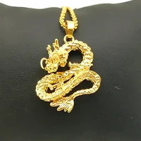 

2019 New Style Copper Plated 24K Gold Big Chinese Dragon Pendant Necklace