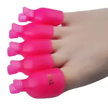 5Pcs Plastic Foot Toe Nail Art Soak Off Cap Clip UV Gel Polish Remover Wrap Tool
