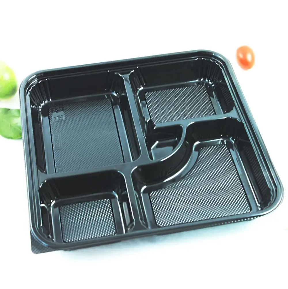 Disposable Divided 5 Compartments Shinning Take Away Food Container Ps
