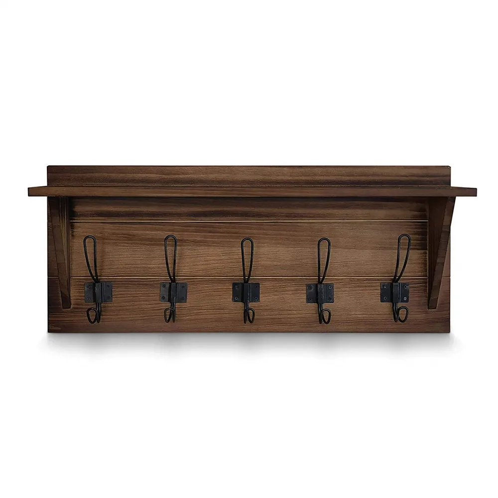 
Rustic Wall Mounted Coat Rack Shelf 