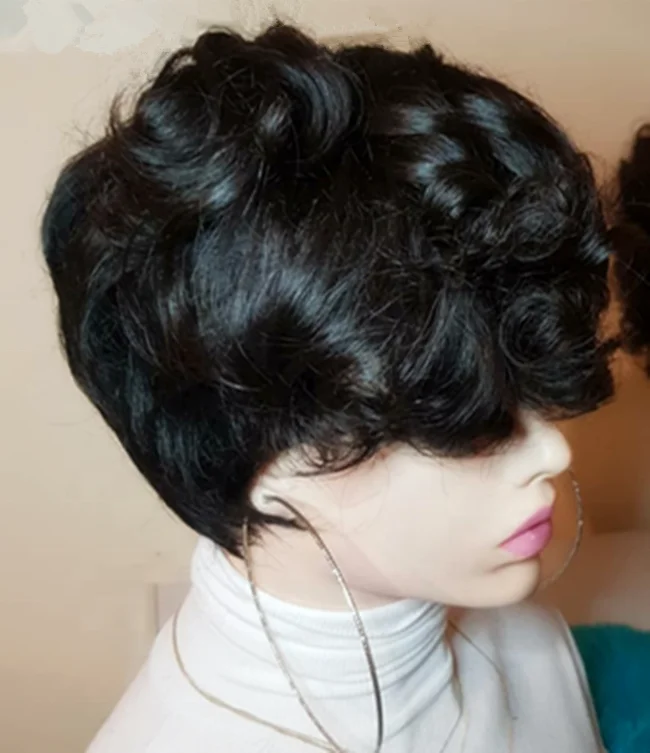 wholesale brazilian 13*6 short loose curly wig pixie lace front wig for black women