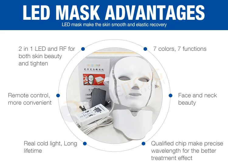Máquina de Máscara Cuidados com a Pele Cores Máscara Facial Terapia Fóton Luz Rugas Acne Remoção Rosto Beleza 7 Led 10 High Quality Beleza e saúde