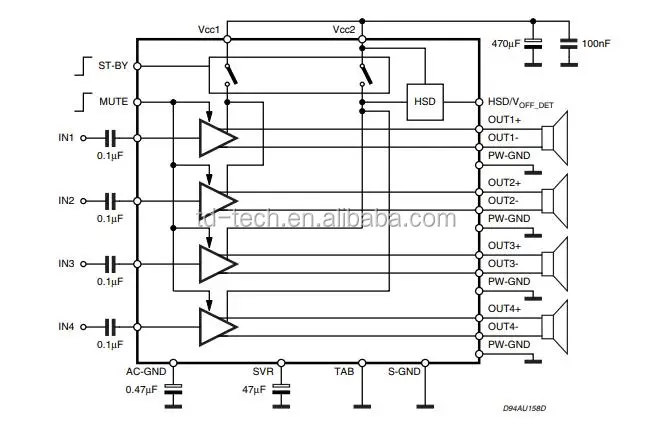 Baoblaze XH-M180 TDA7850 Module De Carte D'amplificateur Audio De Puissance élevée De La Voiture 4 Canaux 12V 