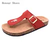 Summer new red leather fabric herringbone softwood sole slippers
