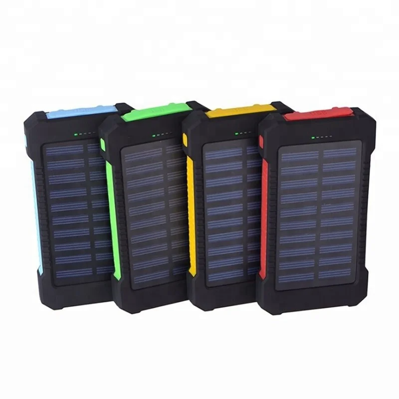 

ABS+PC+Silicone Material Waterproof 10000mah Solar Power Bank, Black;orange;blue;green;red