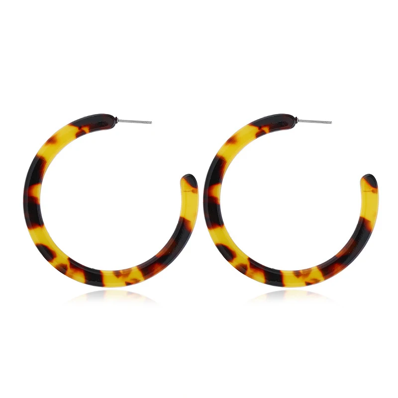 

Resin Leopard Acetate Geometric Fashion Jewelry Custom C Shaped Acrylic Hoop Earring, As shown