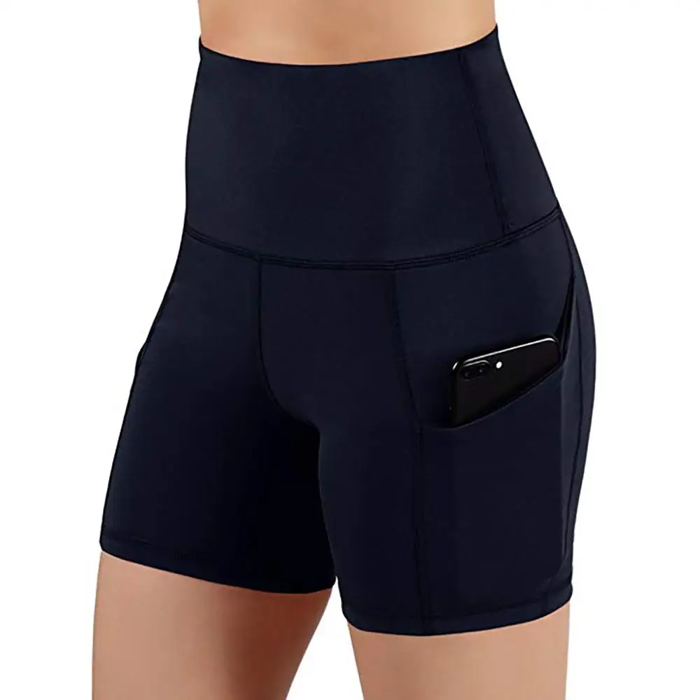 

Wholesale Top Sale Women High Waist Tight Fitness Sports Yoga Shorts, Black grey