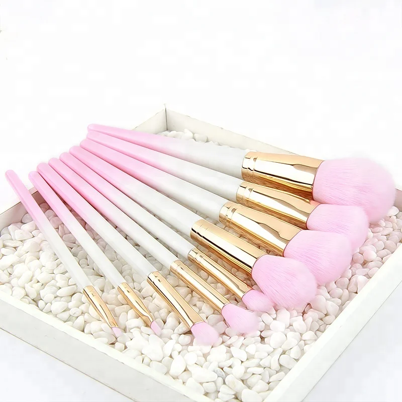 

2019 New Arrival 9pcs Makeup Brushes Set Pink/White Synthetic Bristles Makeup Brushes Kit Foundation/Eye Brushes Makeup Tool