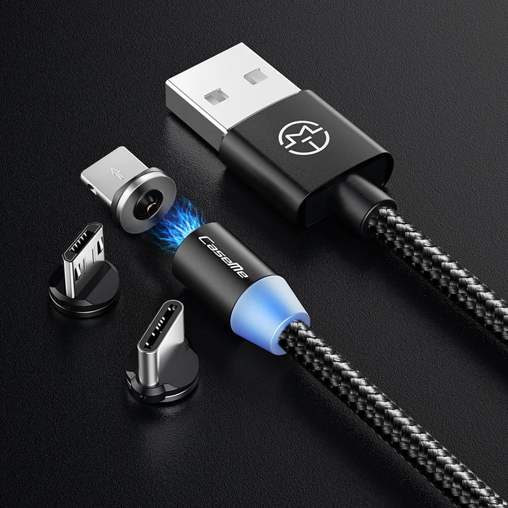 

Free Shipping CaseMe Magnetic Charger Cable Fast Charging Phone Cable Data 1 M for iPhone Type-C Micro USB, Black/red/gold/silver