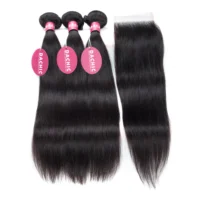 

Peruvian Straight Virgin Hair Bundles With Closure DaChic Mink Weave Bundle Natural Color Human Hair 3 Bundles