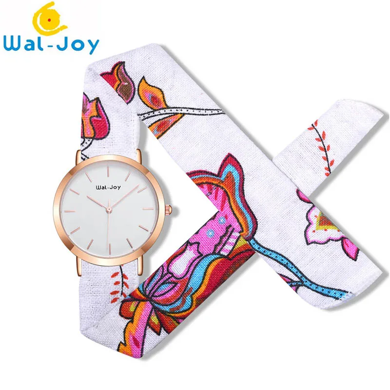 

WJ9018 Fashion Hot Sale Newest Wal-Joy Flower Cotton Band Ladies Casual Watch, Mix