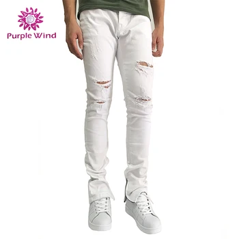 white cut jeans