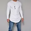 Men's 95%cotton 5%elastane muscle fit custom curved hem longline t shirt