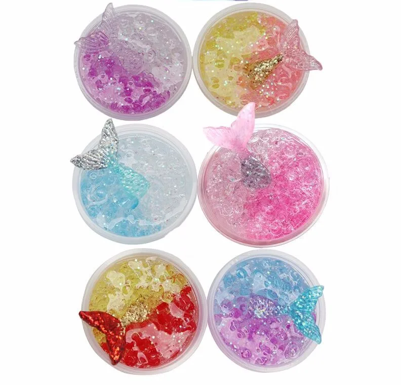 Clear Crystal Mud Slime Putty Magic Slime Toy With Fishbowl Beads Foam 