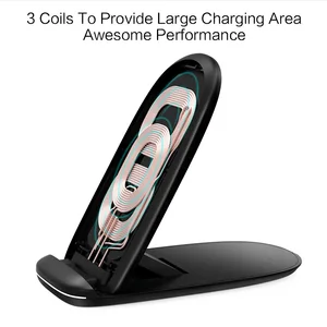 Foldable 10W Fast Qi Wireless Charger 3 Coils