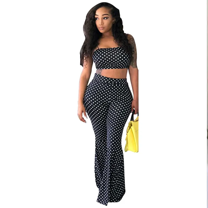 

Polka Dot Straps Vest And Flares Trousers