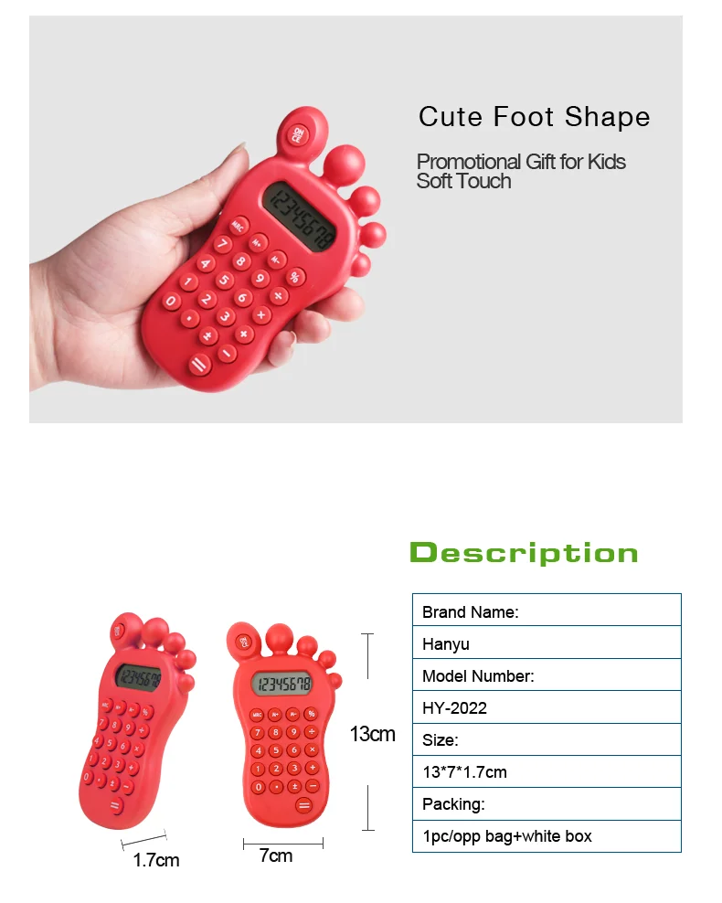 8 Digit Cute Foot Shape Pocket Calculator with Maze Game