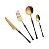 customized promotional stainless steel black gold 4 pcs cutlery set, flatware tableware for kitchen hotel restaurant