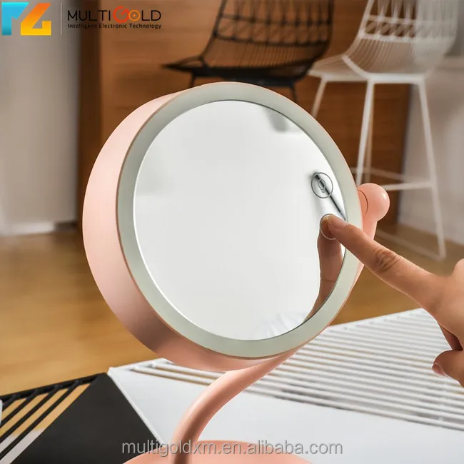 

LED Vanity Mirror Portable Multifunctional Lighted Makeup Mirror with Cosmetic Tray Battery Powered Desk Lamp, Pink;blue;green