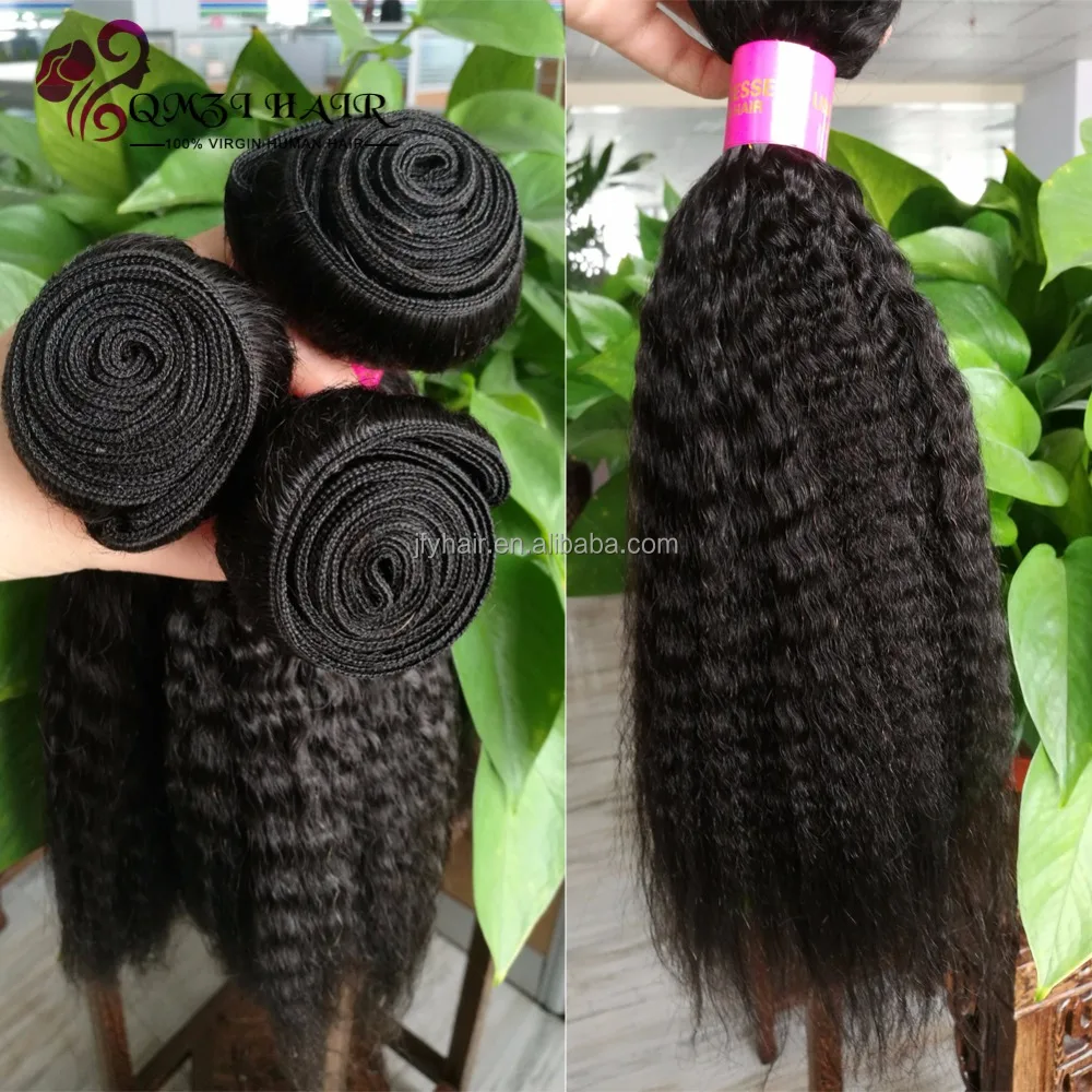 

Full Cuticle Yaki Kinky Straight Virgin Human Hair, Wholesale Brazilian Hair Extension, N/a