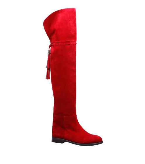 ladies red leather boots