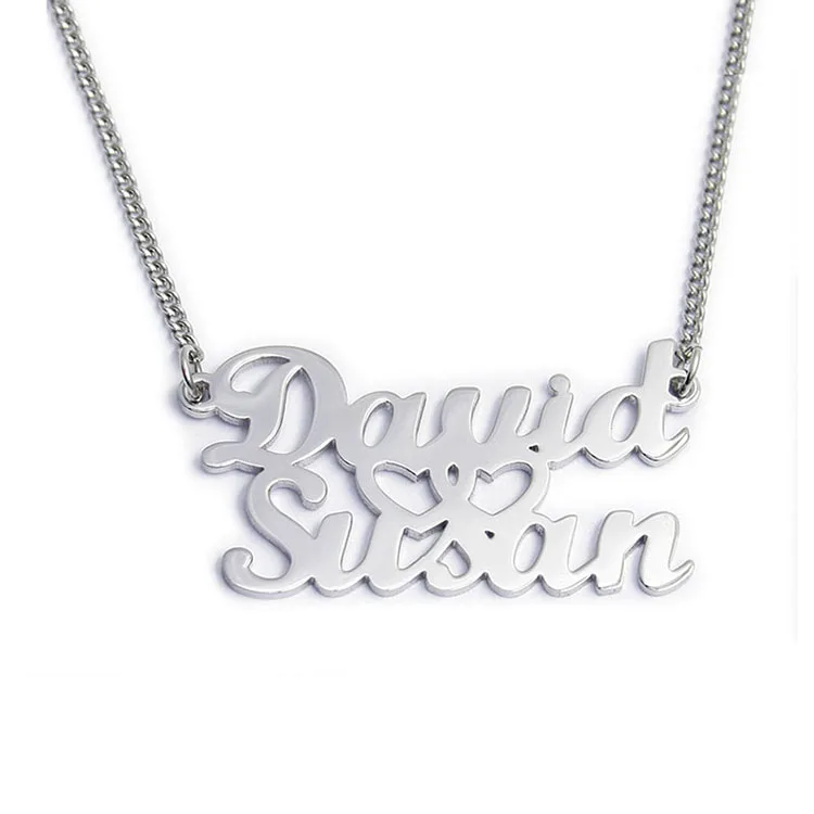 Wholesale Personalised Sterling Silver Custom Double Name Necklace