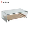 china manufacture wooden bent glass tea table coffee table