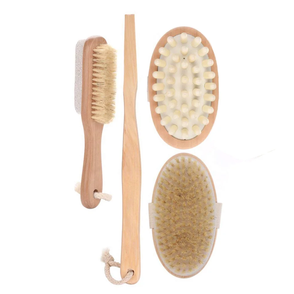 

Body Brushing Set Natural Boar Bristle Brush Massage Brush for Body, As picture