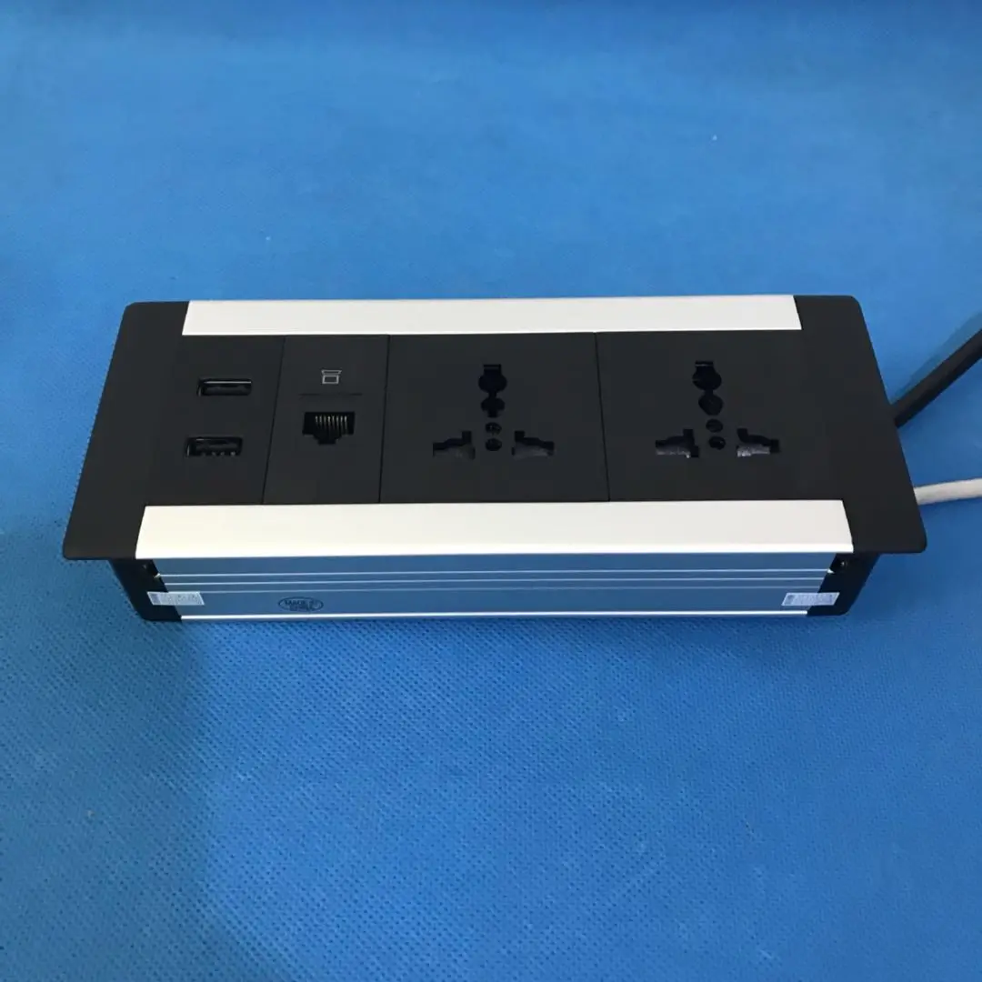 Built In Office Desk Universal Power Aluminum Socket Outlet With Rj45/multimedia Meeting Table