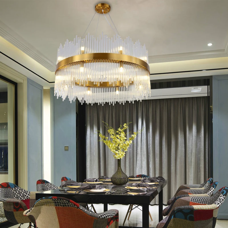 Decorative Clear Round Suspension Crystal Led Pendant Lamp for Hotel