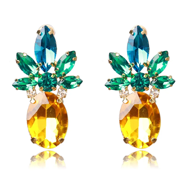 

European and American Fashion Yellow Big Gems Crystal Earring, As picture