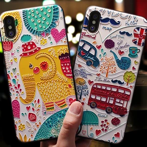3D Embossed Cartoon Soft Silicone Phone Case iPhone
