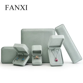 

FANXI Wholesale Luxury Microfiber Custom Color And Custom Logo Jewelry Packing Wedding Ring Box