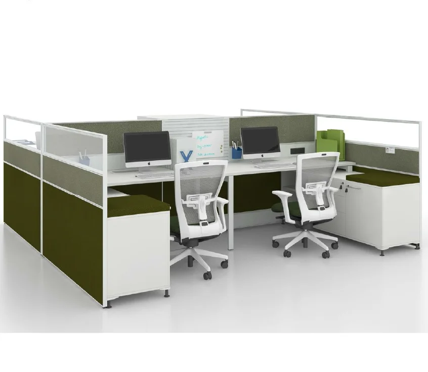 Aluminum Frame Customized L Shaped Open Office Furniture Modular