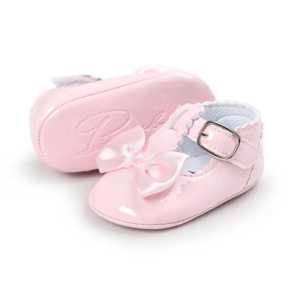 

Fashion pink Spring&Summer cute bow princess soft sole baby leather girls shoes