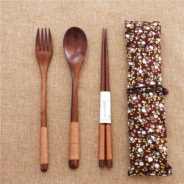 

Wooden Spoon Fork Set Long Handle Japanese Wood Soup Spoon Dinner Salad Fork Kids Outdoor Cutlery Tableware Set custom logo, Brown