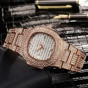 V293 Mens Watches Luxury Brand Fashion Diamond Date Quartz Watch 18k gold iced out watch