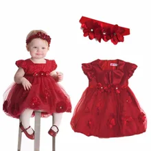 Roupa do bebê Meninas Princesa Festa De Casamento Flor de Natal Fantasia Vestido Tutu Headband