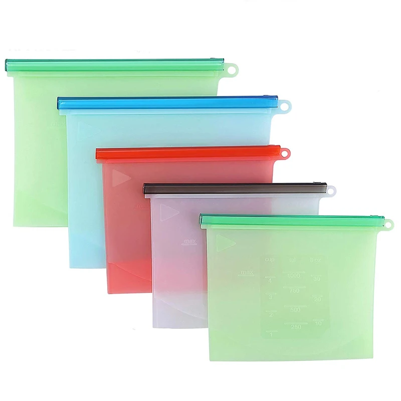 

BHD Amazon hot sell silicone bag for food storage bpa free, Red,green,blue