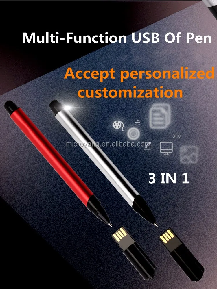 multifunction custom logo printing pen usb flash drive with stylus pen - ANKUX.COM