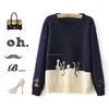 Cute cats embroidery patch two colors pretty girls sweater design