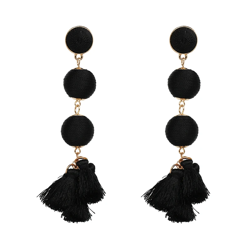

Wholesale Beaded Jewelry Long Silk Thread Colorful India Pearl Tassel Earring Woman, Picture